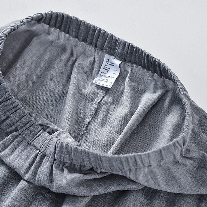 Homme Vêtements de Nuit Ensemble Pyjama Haut de pyjama et pantalon 1 ensemble Uni Mode Élégant Classique Maison Quotidien Lit Coton Confort Doux Respirant Revers manche longue Chemise Pantalon Taille de 2025 ? $43.99 –P5