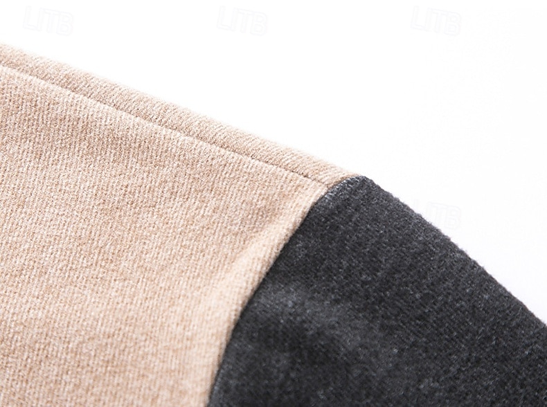 Herr Tröja Långärmad Hög hals Vår Höst Vinter Dagligen Dragkedja Lappverk Utomhus Semester Hem Svart Brun Khaki grön Topp t-shirt för män 2025 - $28.99 –P5