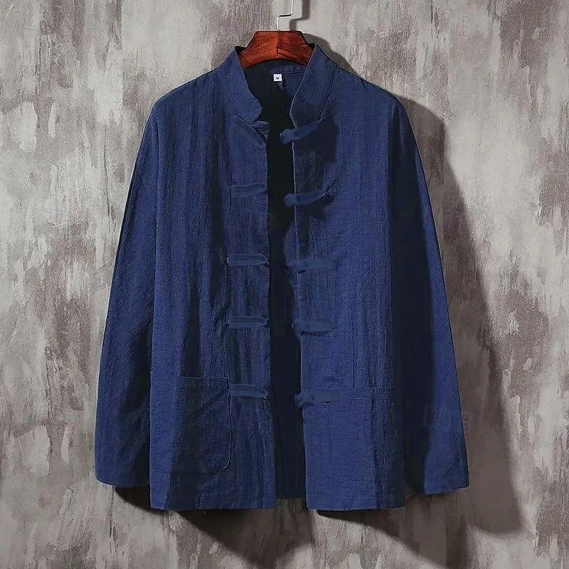 Per uomo Camicia Camicia di lino Camicia con colletto cinese Camicia con colletto alla coreana Camicia casual Camicia di cotone Semplice Vacanza Camicia hawaiana Nero Bianco Blu marino Beige Manica del 2025 a $13.99 –P9