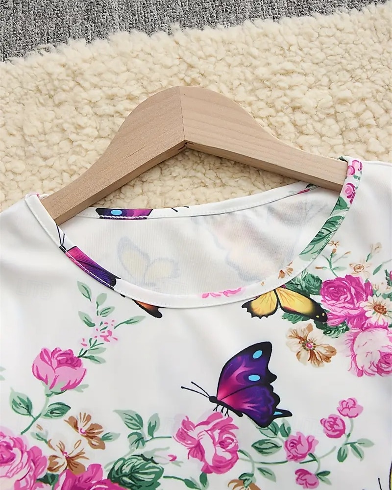 Girls' 3D Butterfly Flower Dress Long Sleeve Summer Spring Vacation Daily Holiday Princess Beautiful Sweet Kids 4-12 Years Casual Dress A Line Dress Knee-length Regular Fit 2025 - $16.99 –P5