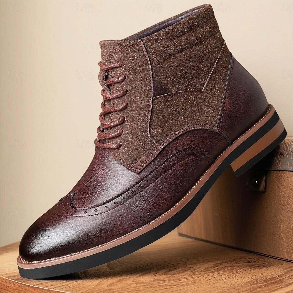Per uomo Stivali Camminata Vintage Casual Britannico Pelle PU Camoscio Confortevole Antiscivolo Caldo Allacciatura Nero Giallo Marrone Autunno Inverno del 2025 a $54.99 –P12