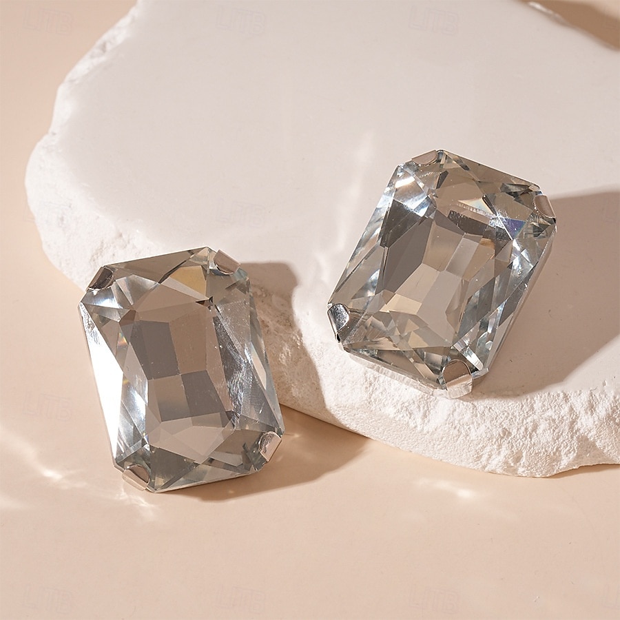 Gargantilla y pendientes de cristal plateado con declaración para mujer: joyas glamurosas con diamantes de imitación grandes para fiestas, bodas y eventos formales. 2025 - $14.99 –P4