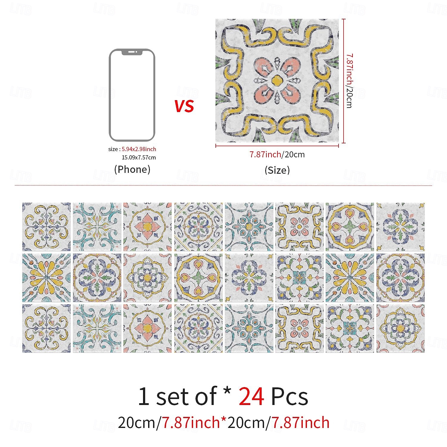 Adesivos de azulejo estilo marroquino 24 peças, decalques de parede de PVC com película de cristal espessada, à prova d'água &Decoração de parede de azulejo retrô removível e à prova de óleo para de 2025 por $10.99 –P13