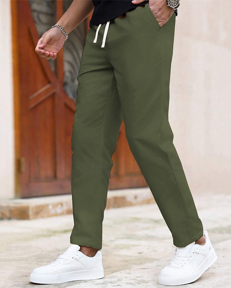 Pánské Upnuté Kalhoty Kalhoty chinos Šňůrky Kapsy Bez vzoru Pohodlné Po kotníky Denní Obchod Práce Módní Klasický styl Vodní modrá Černá Lehce elastické 2026 - $18.99 –P15