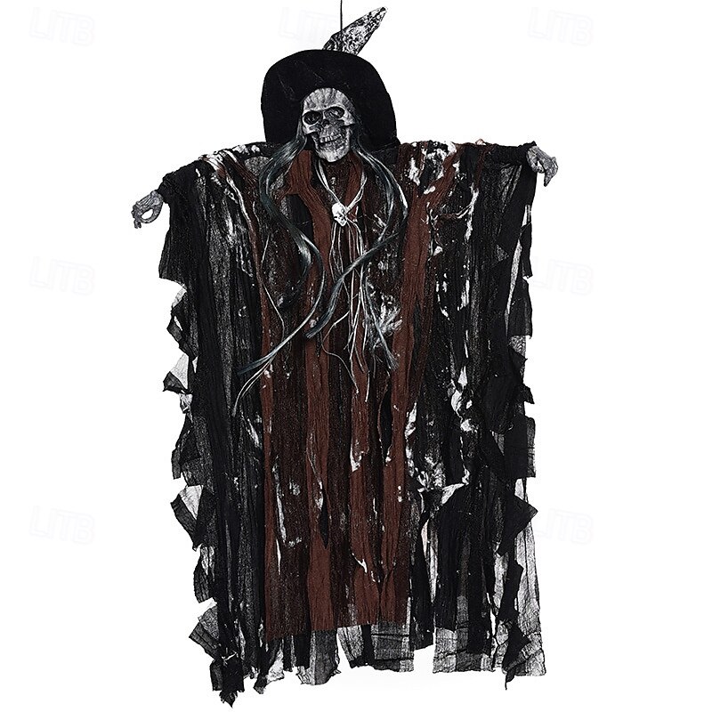Pendentif squelette fantôme d'Halloween, squelette de faucheuse suspendu fantôme volant avec des yeux brillants, décor de crâne suspendu gothique d'horreur, pour décorations intérieures et extérieures de 2025 ? $29.99 –P7