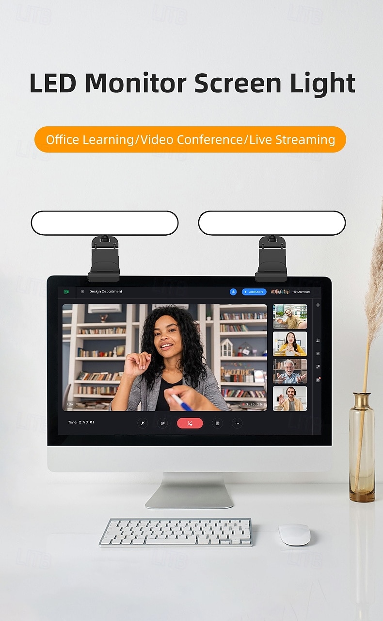 перезаряжаемый пристегивающийся светильник для видеоконференций с пультом дистанционного управления и сенсорным управлением, 3 регулируемых режима освещения для звонков с увеличением и видеозаписи 2026 - $29.99 –P1