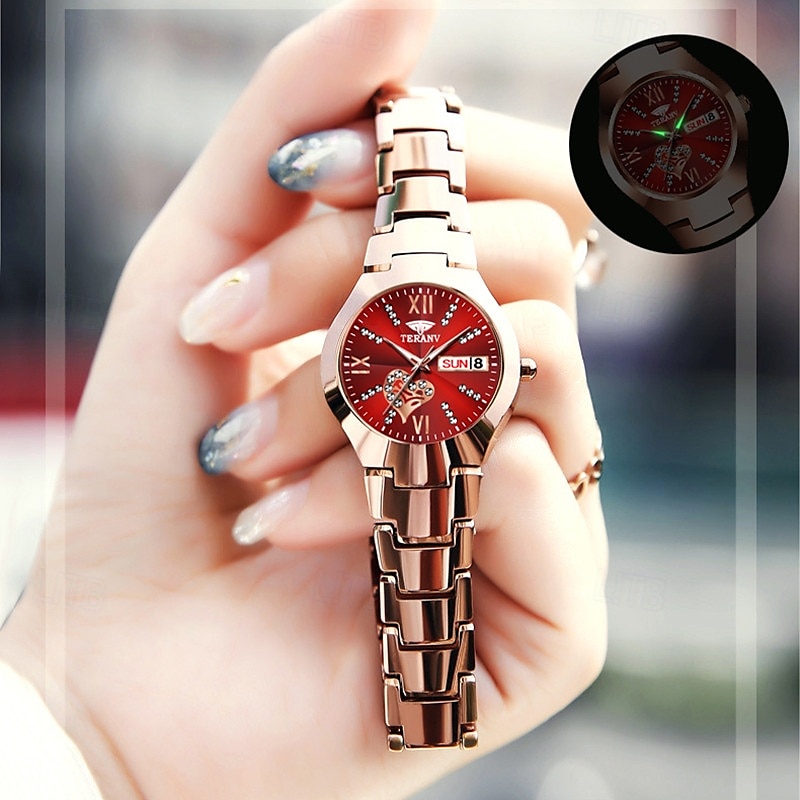 1 stuk nieuwe modieuze en trendy kalender datumweergave dames quartz horloge IPX7 waterbestendig lichtgevende legering band eenvoudig maar luxe casual leven reizen sport dames zakelijk polshorloge 2025 - $19.99 –P13