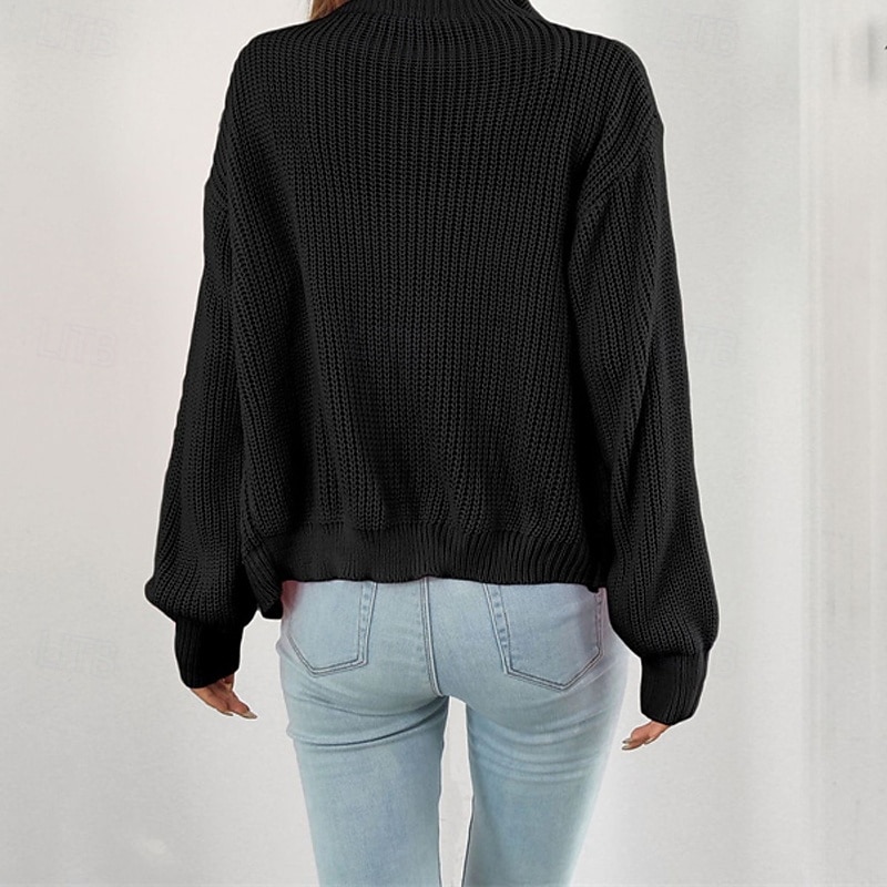 Női Kardigán Alkalmi Tömör szín Vaskos Körgallér Cipzár Kötött Hosszú ujj Normál felsők Kötött Napi Szabadság Alkalmi Fekete Arcpír rózsaszín Ősz Tél 2025 - $24.99 –P7