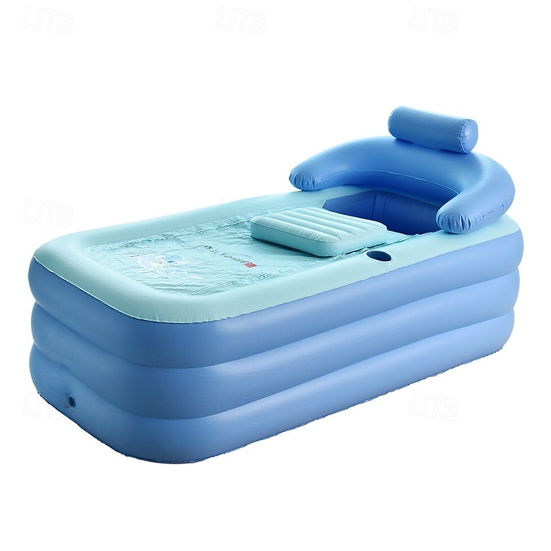 Vasca idromassaggio gonfiabile semplice, vasca idromassaggio portatile per esterni, vasca fredda con portabicchieri, poggiatesta, cuscino e pompa dell'aria elettrica wireless. Spa gonfiabile per bagno del 2025 a $140.99 –P1