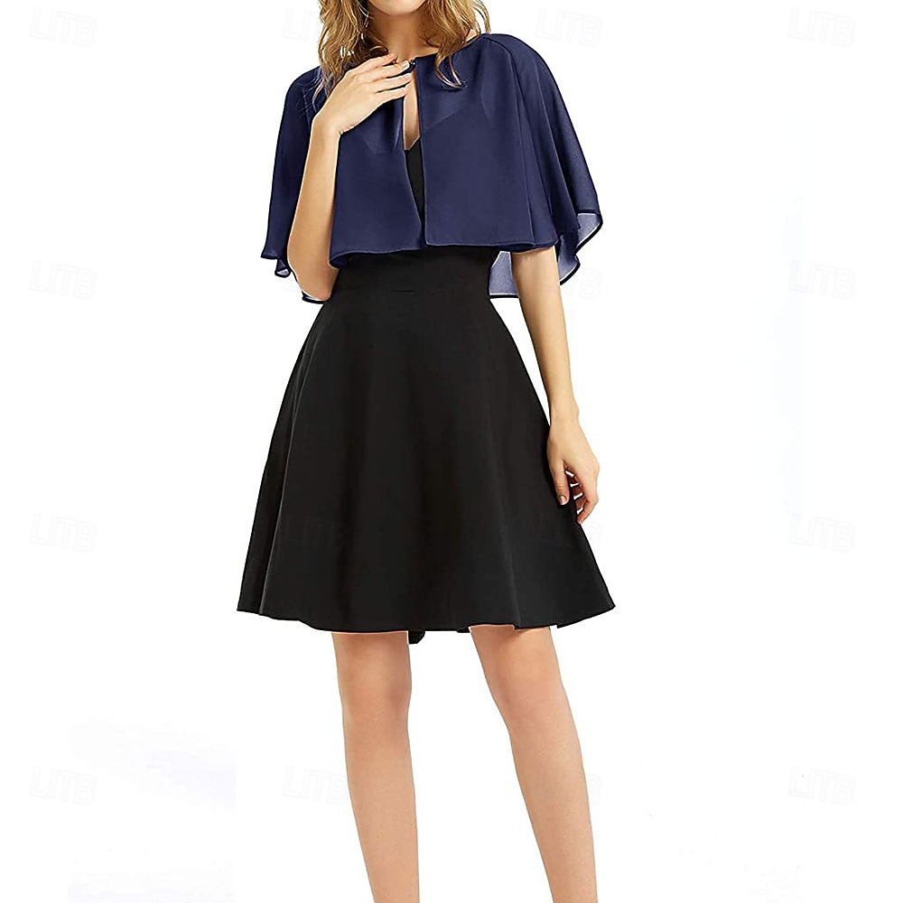 Women's Wrap Elegant Sun Protection Short Sleeve Chiffon Wedding Wraps With Pure Color For Wedding Summer 2026 - $16.49 –P4