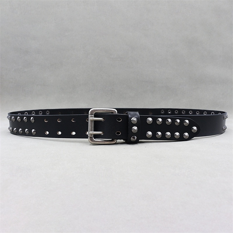 2026年 男性用 ベルト 自動バックル クイックリリース 真皮 合金 パンク 耐久 調整可能 スカル ブラック アウトドア 日常 ウエストベルト  コレクション – $50.99 –P5