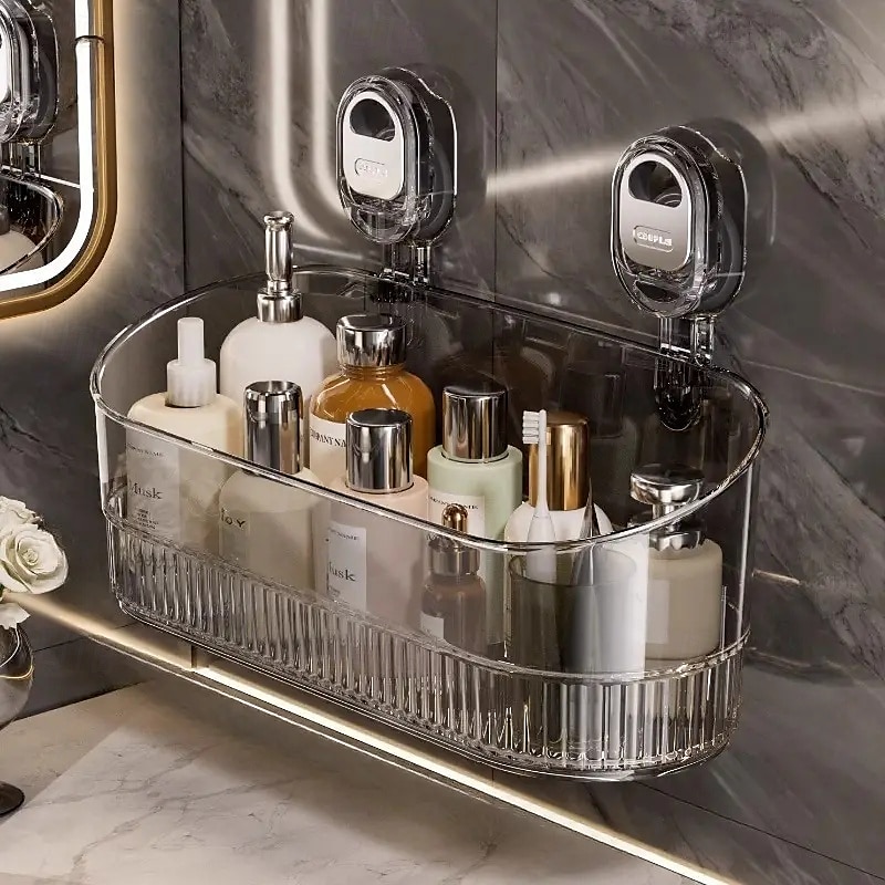 falra szerelhető tapadókorongos tárolóállvány erős ragasztóval, fúrás nélküli, akasztható tárolódoboz zuhanyfelszerelésekhez és kozmetikumokhoz 2026 - $20.99 –P4