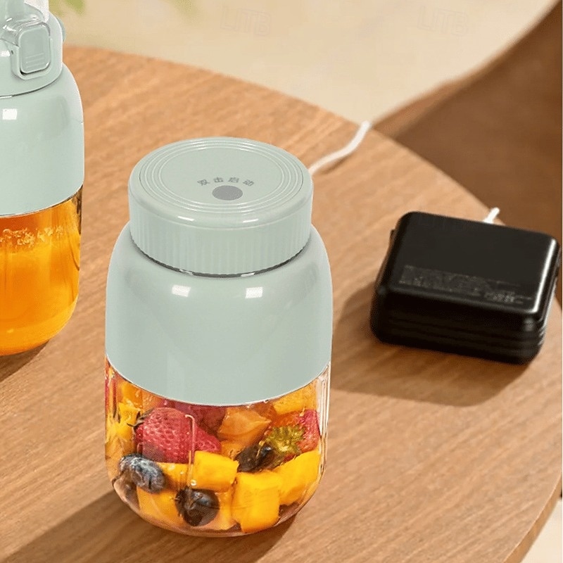 BPA-freier elektrischer Zitrusentsafter mit Strohhalm, zwei Deckeln, tragbarer Mixer, großer kabelloser Entsafterbecher, multifunktionaler Frischsaftbereiter für Smoothies und Shakes 2025 - $30.99 –P2