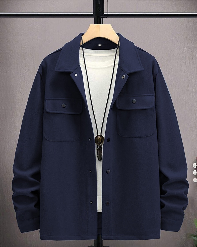 Homme Veste Légère Chemise Veste Veste Décontractée Chemise Vacances Quotidien Respirant Avec Poches Printemps Automne Uni Mode Classique Revers Régulier Noir bleu marine Kaki Gris Claire Vert de 2025 ? $27.99 –P20