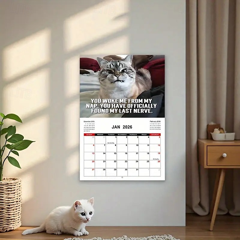 2025年 2026年 怒った猫 カンフー猫カレンダー 面白い犬のうんちカレンダー ラミネート加工 月間プランナー 英語の日付付き 1月から12月まで 自宅やオフィスの装飾に最適 猫好きや犬好きの方に最適 コレクション – $11.21 –P18