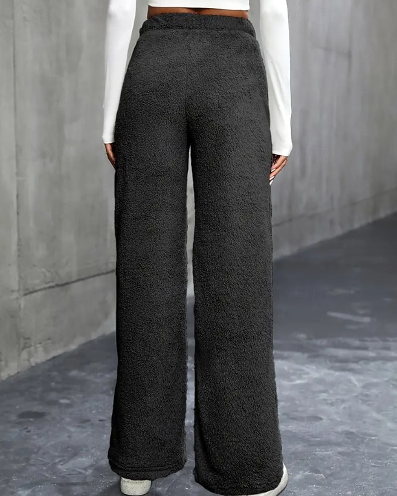 Per donna Gamba larga Pantaloni Eleganti Streetwear Casual Lunghezza intera Naturale Semplice Elastico in vita Confortevole Ferie Uscire Weekend Grigio Nero Bianco Cachi Autunno Vestibilità regolare del 2025 a $18.99 –P15