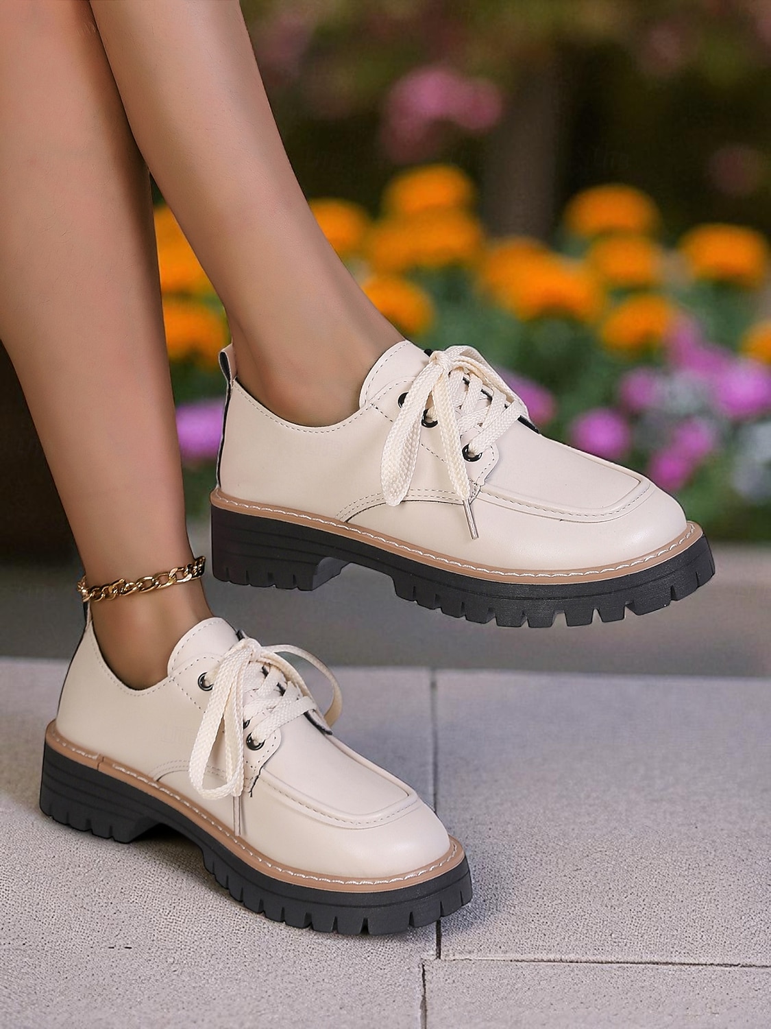Women's Red Patent Leather Oxford Shoes – Chunky Sole Lace-Up Flats for Daily Wear, School & Urban Street Style 2025 - $24.99 –P2