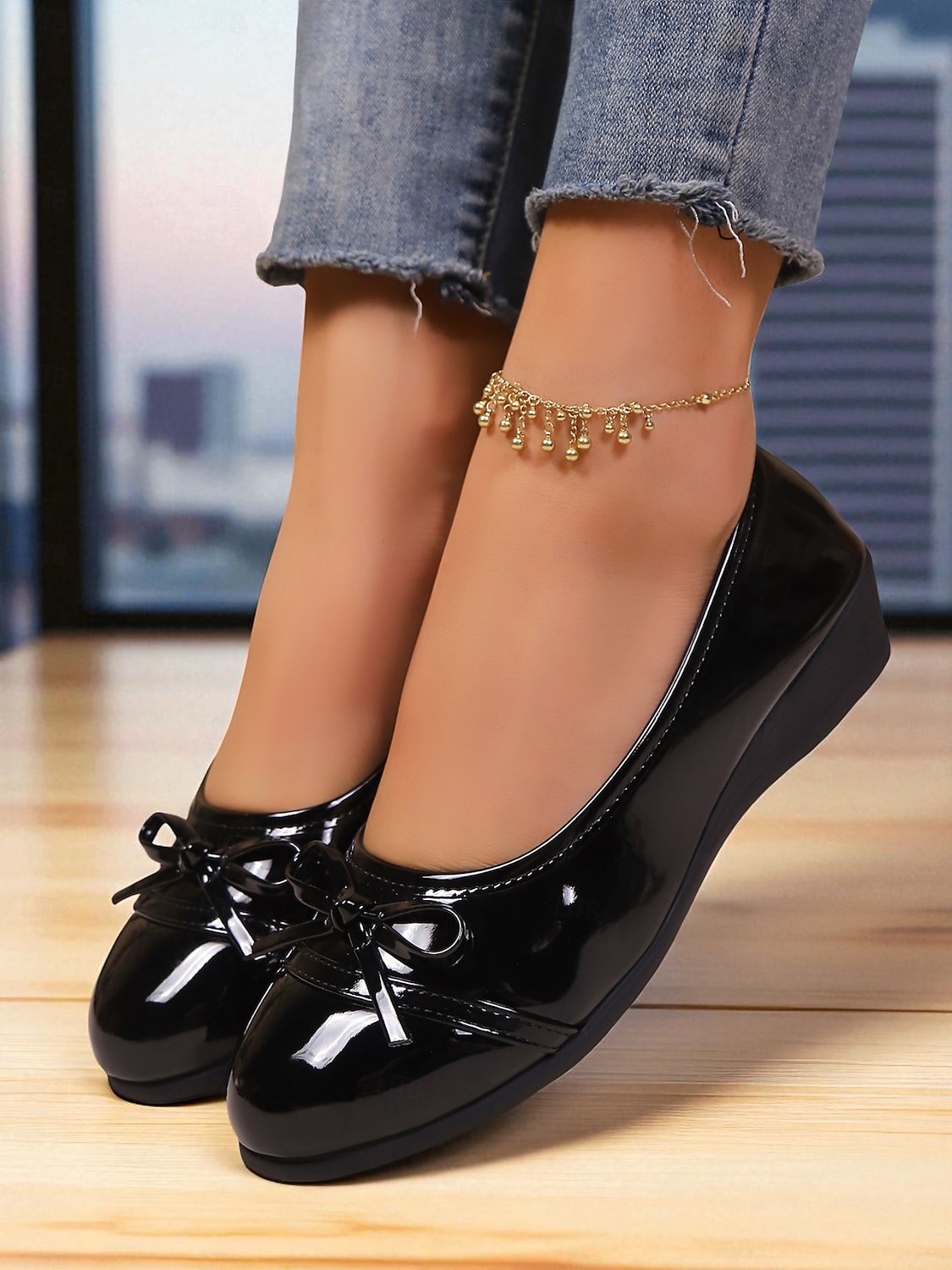 sapatilhas femininas de couro envernizado vermelho com laço - sapatos sociais clássicos de bico redondo e sem cadarço para adolescentes e mulheres, ideais para a escola, trabalho e roupas casuais do de 2025 por $19.99 –P4