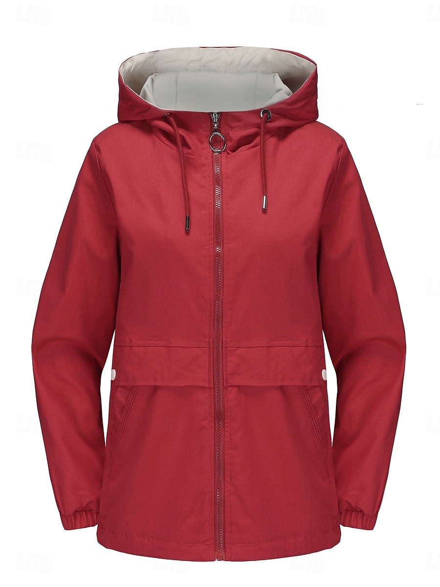 Dam Trenchcoat Hoodiejacka Bekväm Andningsfunktion Dragkedja Ficka Ledigt Slät Semester Gata Dagliga kläder Utekväll Dragkedja Normal Luvtröja Normal Långärmad Ytterkläder Svart Gul Vin Vår Höst 2025 - $51.99 –P13