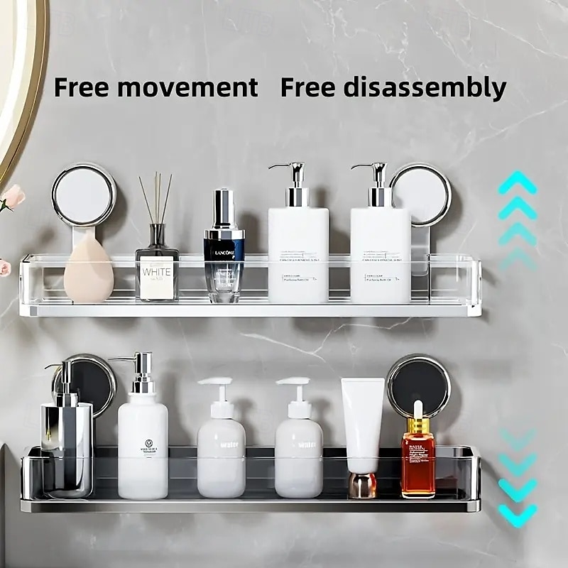 mensola da bagno con ventosa montata a parete, mensola impermeabile per cosmetici con drenaggio, perfetta per il bagno &organizzazione della cucina del 2025 a $29.99 –P8