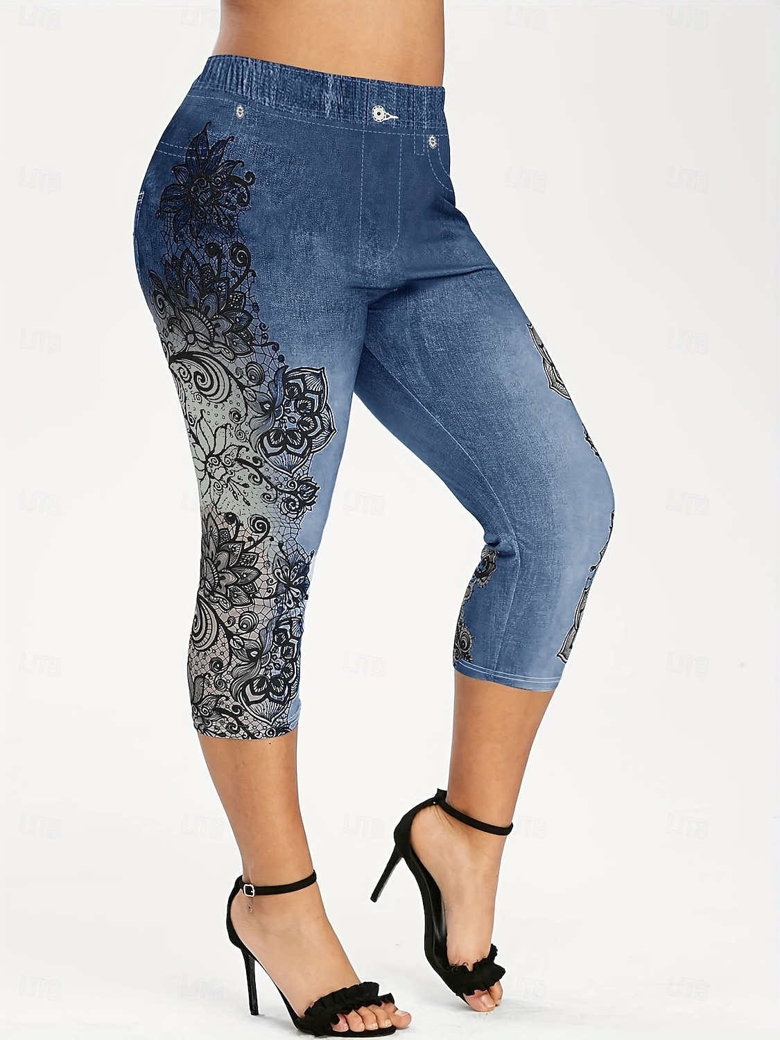 Per donna 3/4 Collant Collant Atletico Lunghezza al polpaccio Vita Alta Floreale Stampa Comodo Sollevamento glutei Controllo addominale Yoga Casual Quotidiano Rosso scuro Blu marino Blu Viola del 2025 a $15.99 –P5