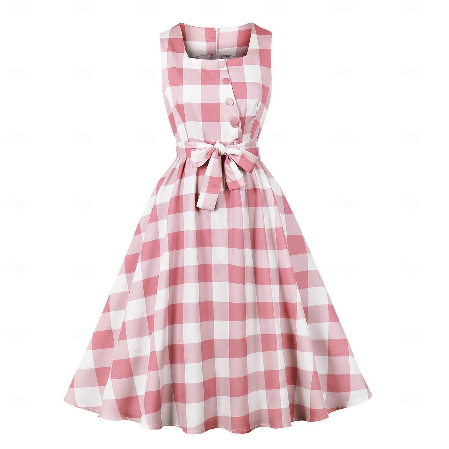 Retro 50. léta Rockabilly Polední Houpací šaty Flare šaty Přizpůsobení a odlesky Pléd Dámské Plesová maškaráda Dovolená Ležérní Retro tematická párty Dospělí Šaty Jaro léto 2025 - $36.99 –P1
