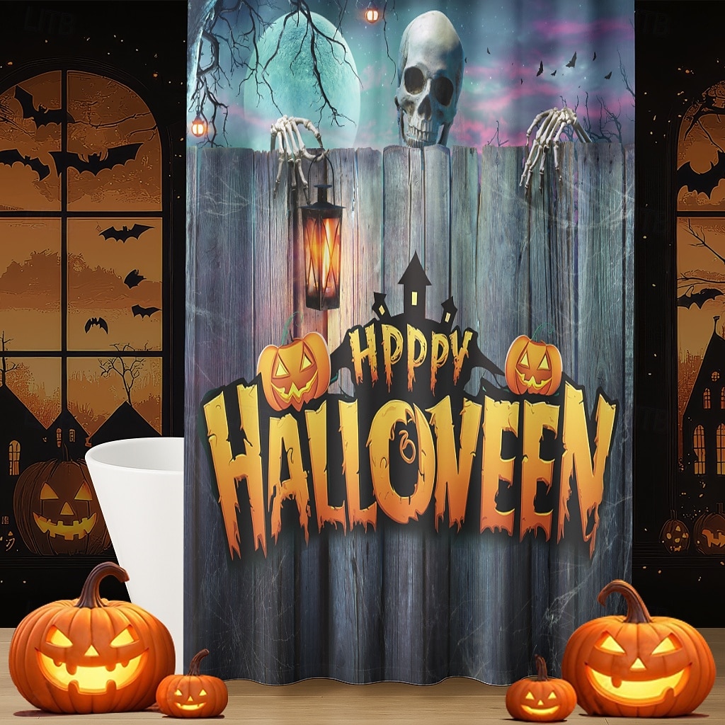 Rideau de douche d'Halloween avec crochets en polyester lavable et imperméable, décoration de salle de bain et baignoire de 2025 ? $21.99 –P5