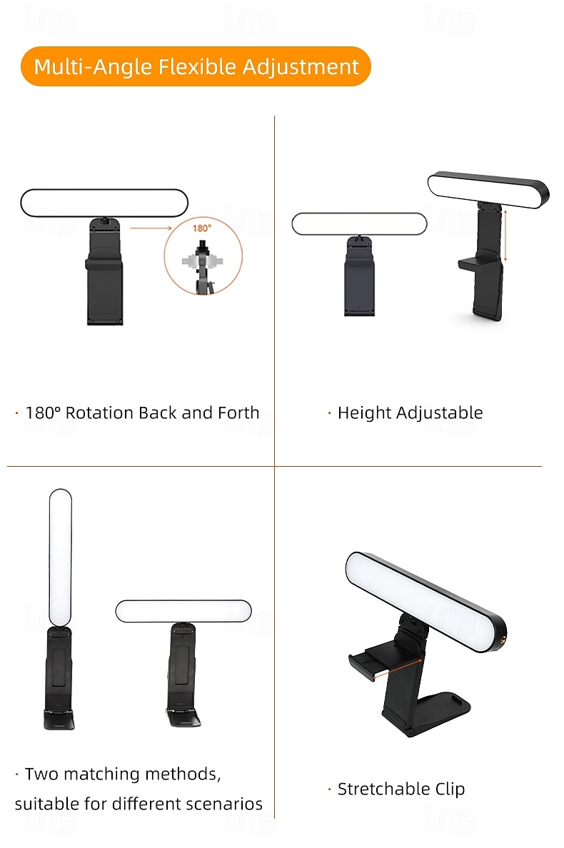 перезаряжаемый пристегивающийся светильник для видеоконференций с пультом дистанционного управления и сенсорным управлением, 3 регулируемых режима освещения для звонков с увеличением и видеозаписи 2026 - $29.99 –P4