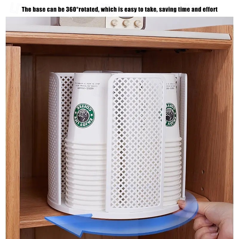 Distributeur de gobelets en papier rotatif à 360° peu encombrant, en plastique PS durable avec conception amovible ventilée, noir &blanc, parfait pour les tasses à café de cuisine et de bureau de 2025 ? $17.99 –P5
