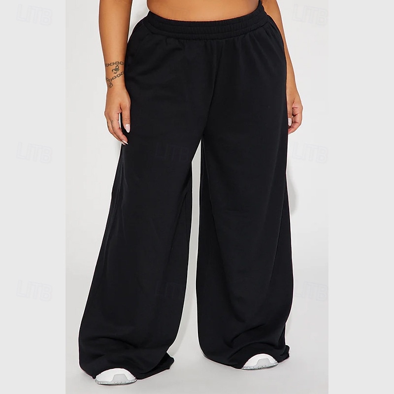 Mujer Perneras anchas Chinos Casual Medio corto Cintura Media Plano Perneras anchas Cintura elástica Confortable Transpirabilidad Deporte Casual Diario Negro Amarillo Rosa Vino Primavera Otoño Holgado 2025 - $22.99 –P16