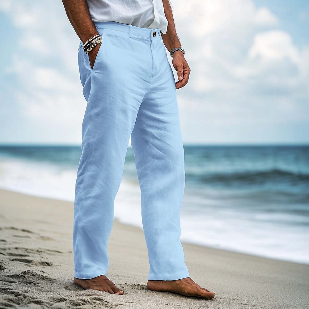 Per uomo Pantaloni Eleganti Pantaloni di Lino Pantaloni Pantaloni Estivi Pantaloni Larghi Tasca Frontale Gamba Dritta Semplice Comodità Traspirante Lunghezza intera Formale Affari Ferie Vacanza Moda del 2025 a $25.99 –P2