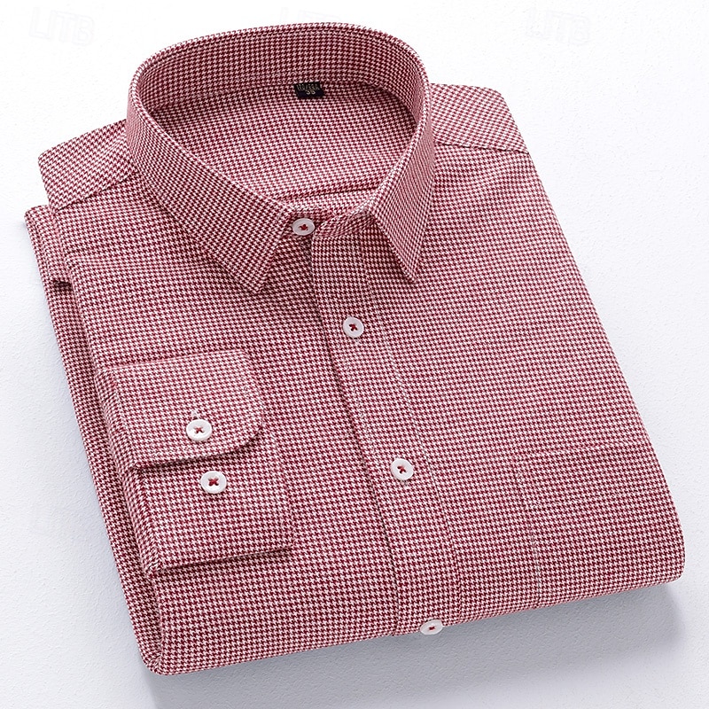 Men's Shirt Dress Shirt Collared Shirt Button Up Shirt Plaid / Striped / Chevron / Round Daily Wear Corporate Clothing Black Red Blue Green Long Sleeve Shirt Collar All Seasons Clothing Apparel Buckle 2026 - $36.99 –P4