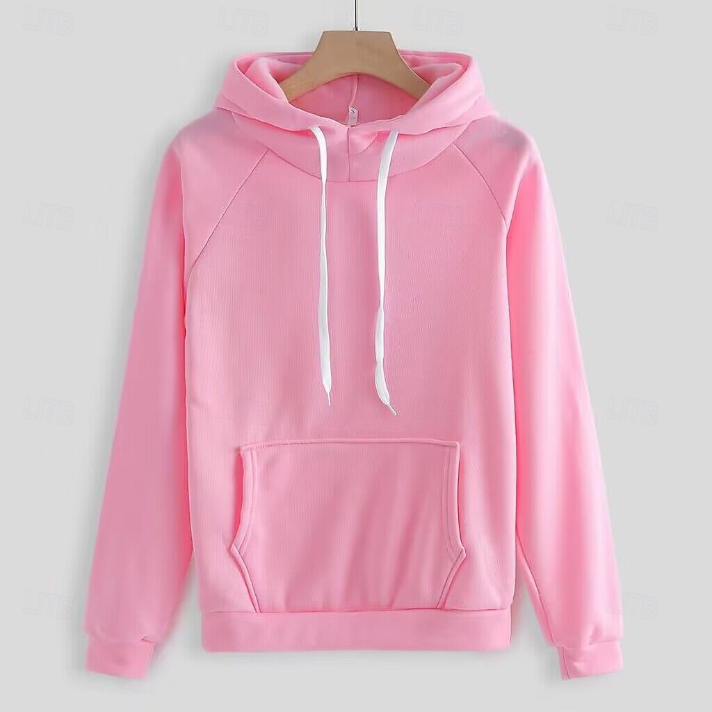 Damen Mode Streetwear Täglich Hosen-Sets Langarm Mit Kapuze Einfarbig Lässig Täglich Schwarz Rosa Rote Sommer Normale Passform 2025 - $26.99 –P2