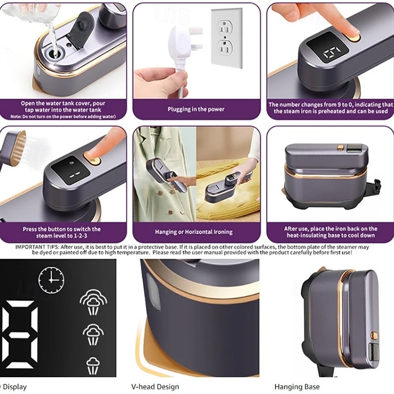 Handheld Hanging Ironing Machine Folding Three-speed Digital Display Steam Ironing Machine for Household Small Portable Travel Iron 2025 - $47.99 –P11