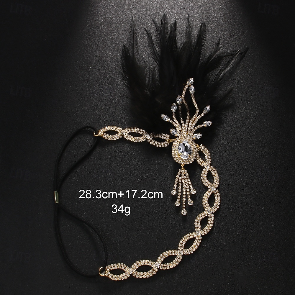 Copricapo di piume Gatsby anni '20 da donna - cerchietto vintage con strass flapper per feste a tema anni ruggenti e balli in maschera del 2025 a $19.99 –P2
