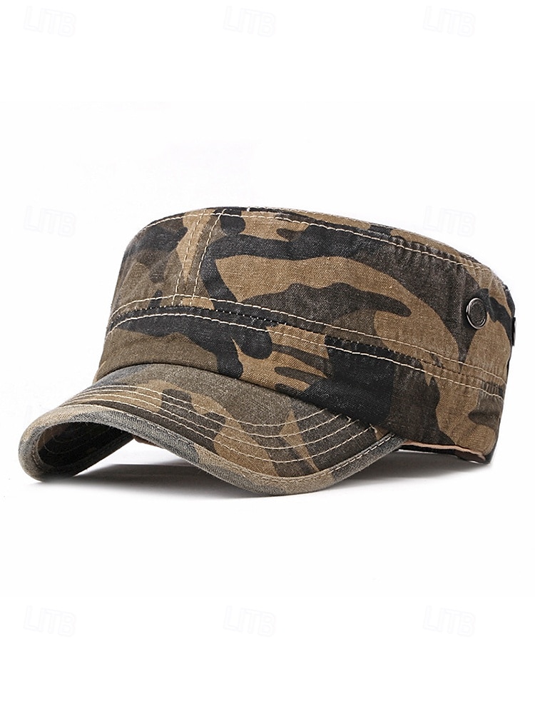 Militär-Kadettenmütze im Camouflage-Look für Herren – Baumwollkappe im Army-Stil mit verstellbarer Passform für Outdoor-Abenteuer und Streetwear 2025 - $14.99 –P5