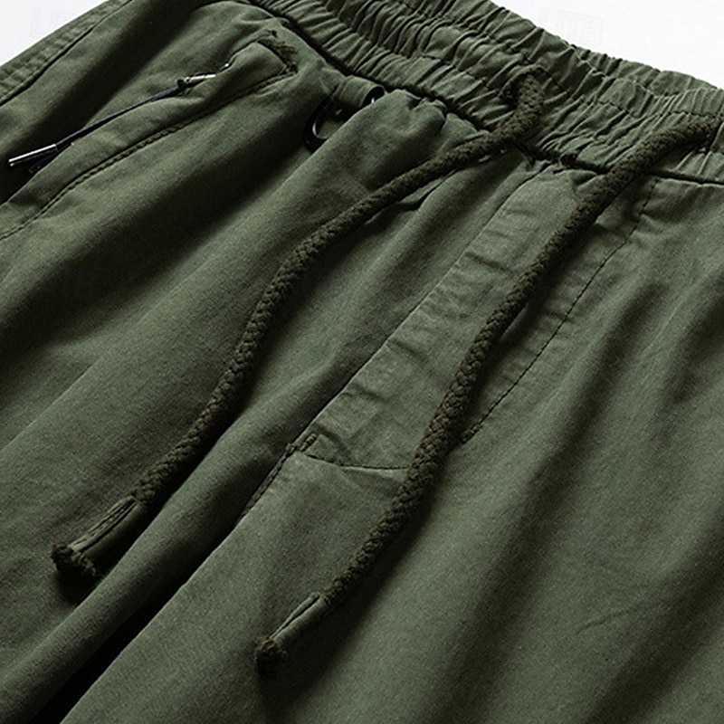 Homens Calças Cargo Calças Cintura elástica Com Cordão Bolso multi Tecido Vestível Ao ar livre Diário Acampar e Caminhar Moda Clássico Preto Verde Tropa de 2025 por €30.99 –P6