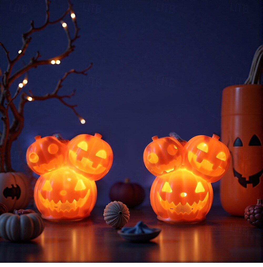2025年 ハロウィンかぼちゃランタン 光る装飾小道具 3頭ミュータントかぼちゃランタン 雰囲気のある飾りランプ 1個  コレクション – $4.99 –P11