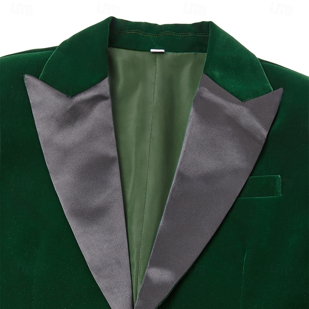 Men's Velvet Blazer Jacket Tuxedo Christmas Vintage Solid Colored Blazer Red Green Standard Fit 2025 - $79.99 –P8