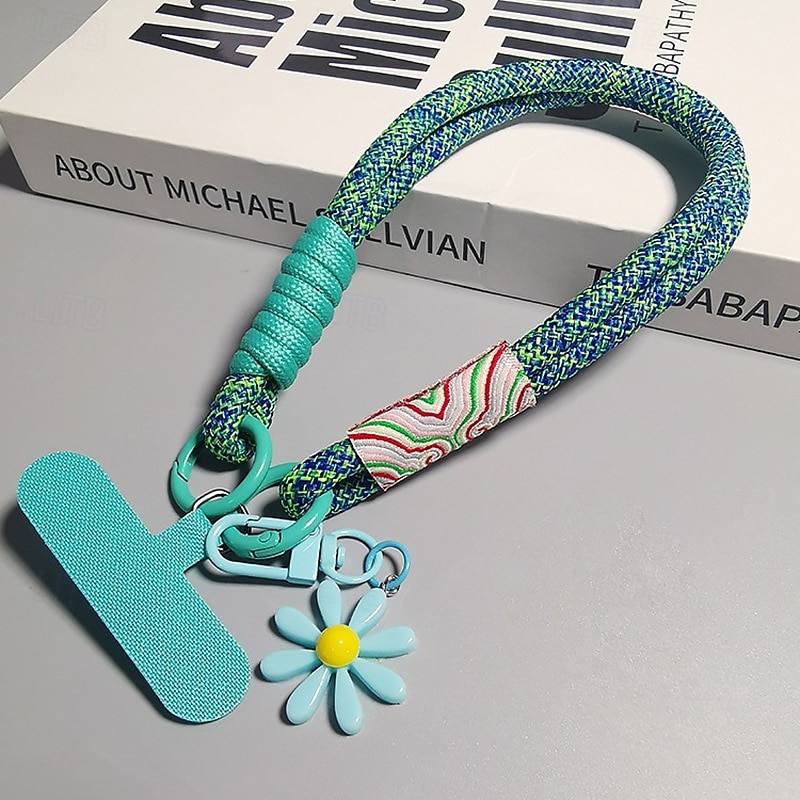 Corde courte imprimée pour téléphone portable, pendentif fleur, corde tissée courte à double usage, corde de suspension robuste pour voyage en plein air pour hommes et femmes de 2025 ? $9.99 –P6