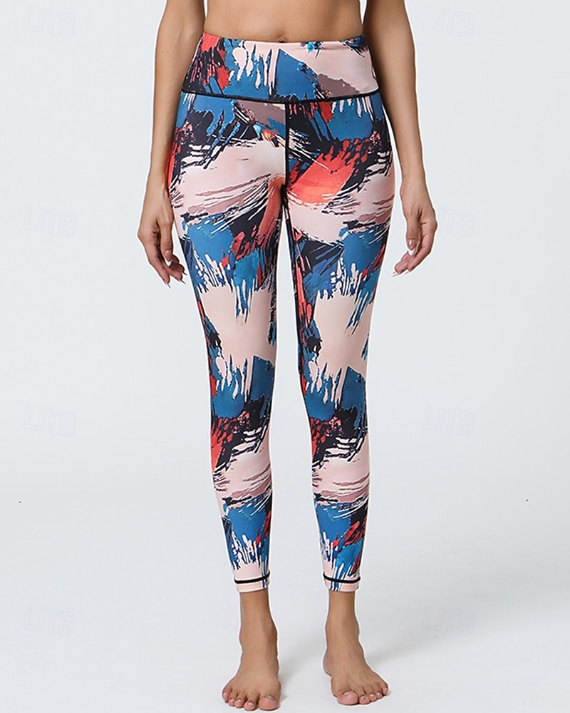 Mujer Leggings Capri Mallas Leggings de Yoga Control de barriga Alta cintura Gimnasio De Deporte Pilates Prendas de abajo Estampado Negro Amarillo Azul Otoño Deportes Ropa de Deporte Ajuste ceñido 2025 - $16.49 –P8