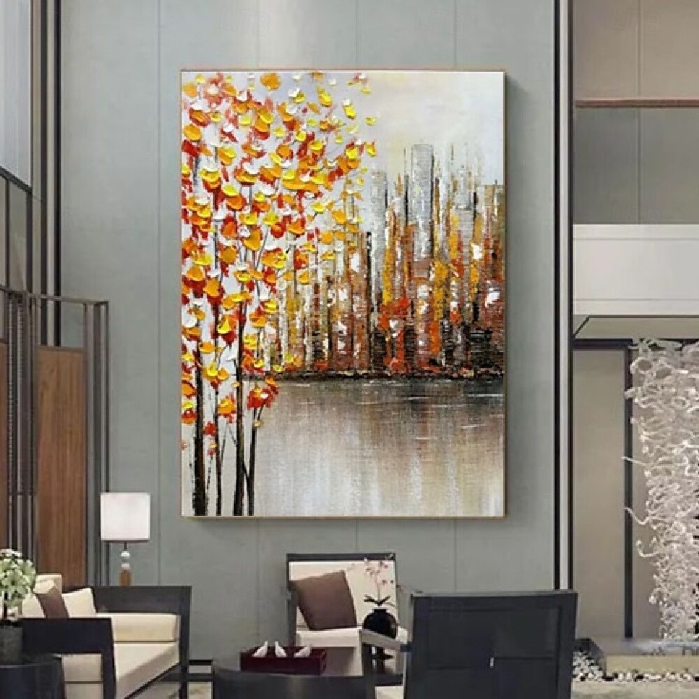 Handmade Urban Autumn Canals oil painting Hand-Painted Oil painting  Warm Citrus Foliage Structured Cityscape Serene Water Reflections Dark Gray Frame Cozy Interior Accents picture 2025 - $123.99 –P4
