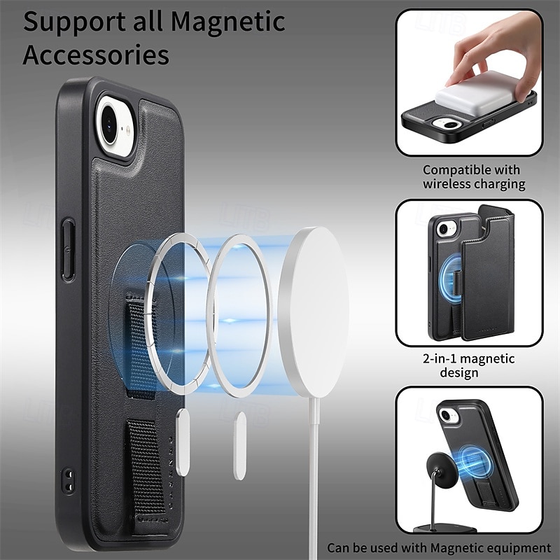 Phone Case For Apple AirTag iPhone 16 Pro Max Plus iPhone 15 14 Pro Max Plus iPhone 13 Pro Max Magnetic Adsorption Wallet Case Flip Cover with Stand Holder Detachable Support Wireless Charging Retro 2025 - $25.99 –P11