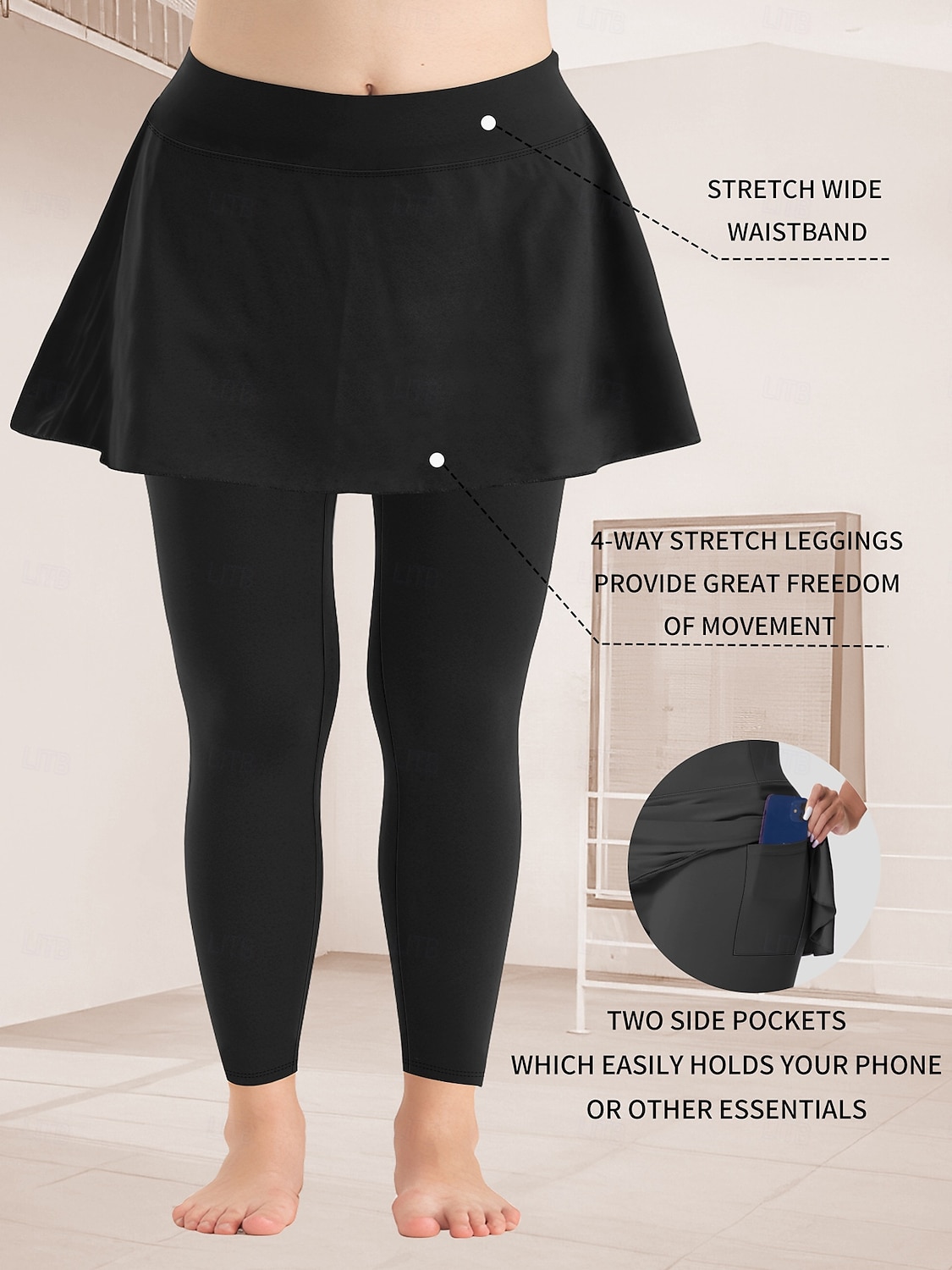 Mujer Tallas Grandes pantalones Polainas Mallas De Deporte Longitud total Cintura Media Plano Bolsillos laterales 2 en 1 Confortable Levantamiento de tope Control de barriga Yoga Casual Diario Gris 2025 - $18.99 –P6