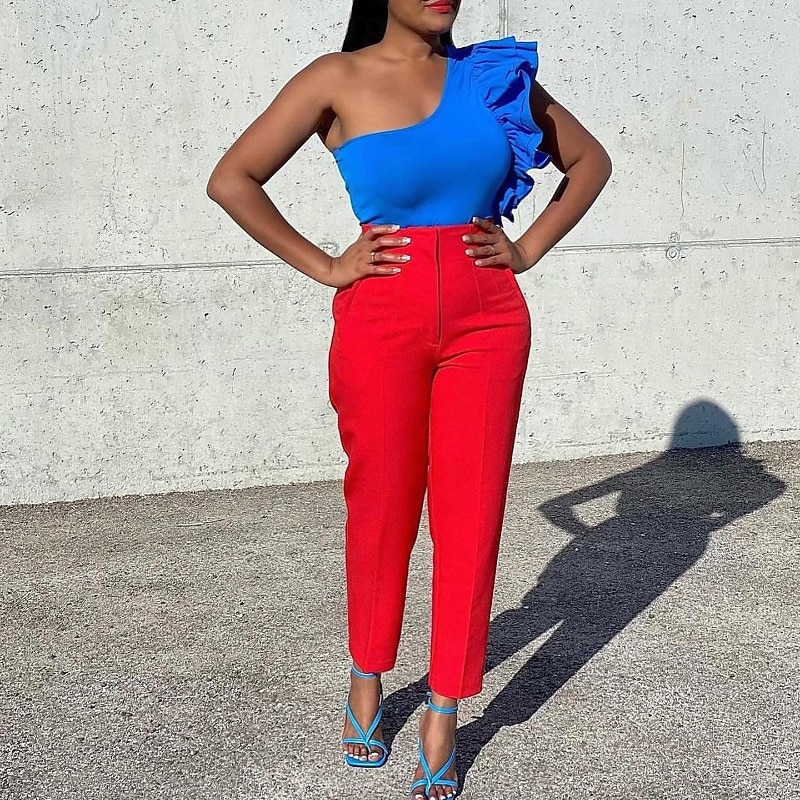 Femmes Dress Pants works Mode Streetwear Longueur complète Naturel Uni Taille Élastique Confortable Formel Travail Noir Blanche Jaune Rouge Automne Coupe régulière de 2025 ? $26.99 –P4