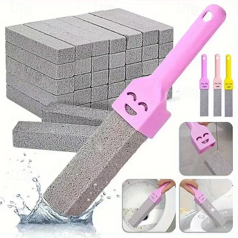 Set di 5 spazzole in pietra pomice con manico, detergente per il bagno per rimuovere calcare, ruggine e macchie da lavandino, piastrelle, vasca da bagno - strumenti per la pulizia con manico del 2025 a $12.99 –P3