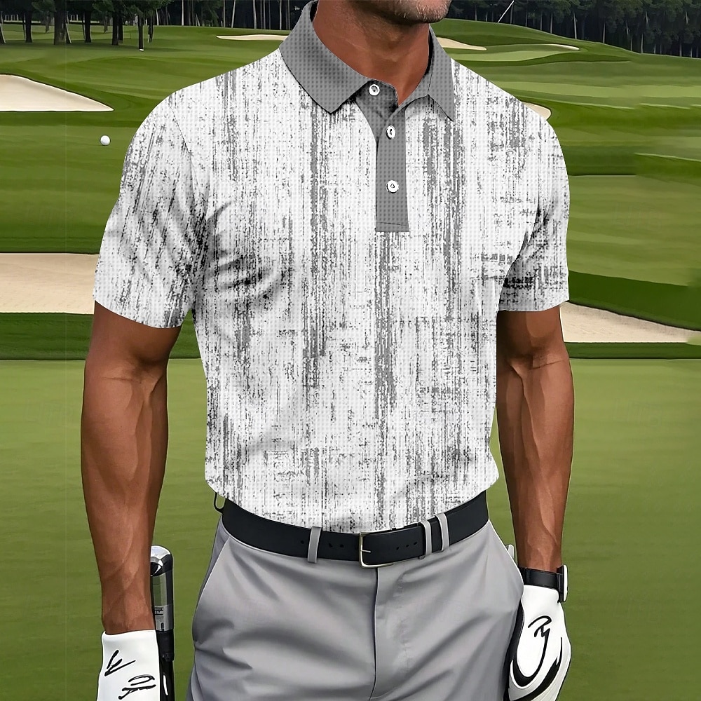 Men's Abstract Golf Waffle Polo Shirts Golf Shirt Short Sleeve Polo Shirts Collared Shirts Sportswear Casual Outdoor Athleisure Daily Wear 3D Print Buttons Summer Blue Purple Green 2026 - $24.99 –P4