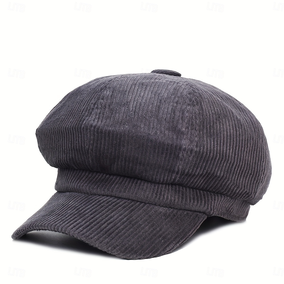 șapcă vintage de damă din catifea reiată - beretă octogonală maro cafea, croială elastică neelastică, pliabilă &lavabil manual pentru ținute casual de toamnă-iarnă 2025 - $26.99 –P7