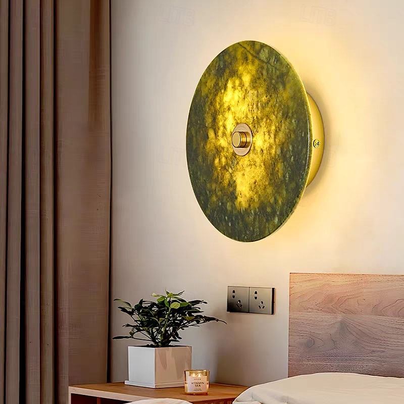 Aplique de pared de mármol, apliques de pared modernos, apliques de pared de estilo rústico con pantalla de vidrio transparente, apliques de pared para sala de estar, dormitorio, escalera, baño, 2025 - $187.99 –P6