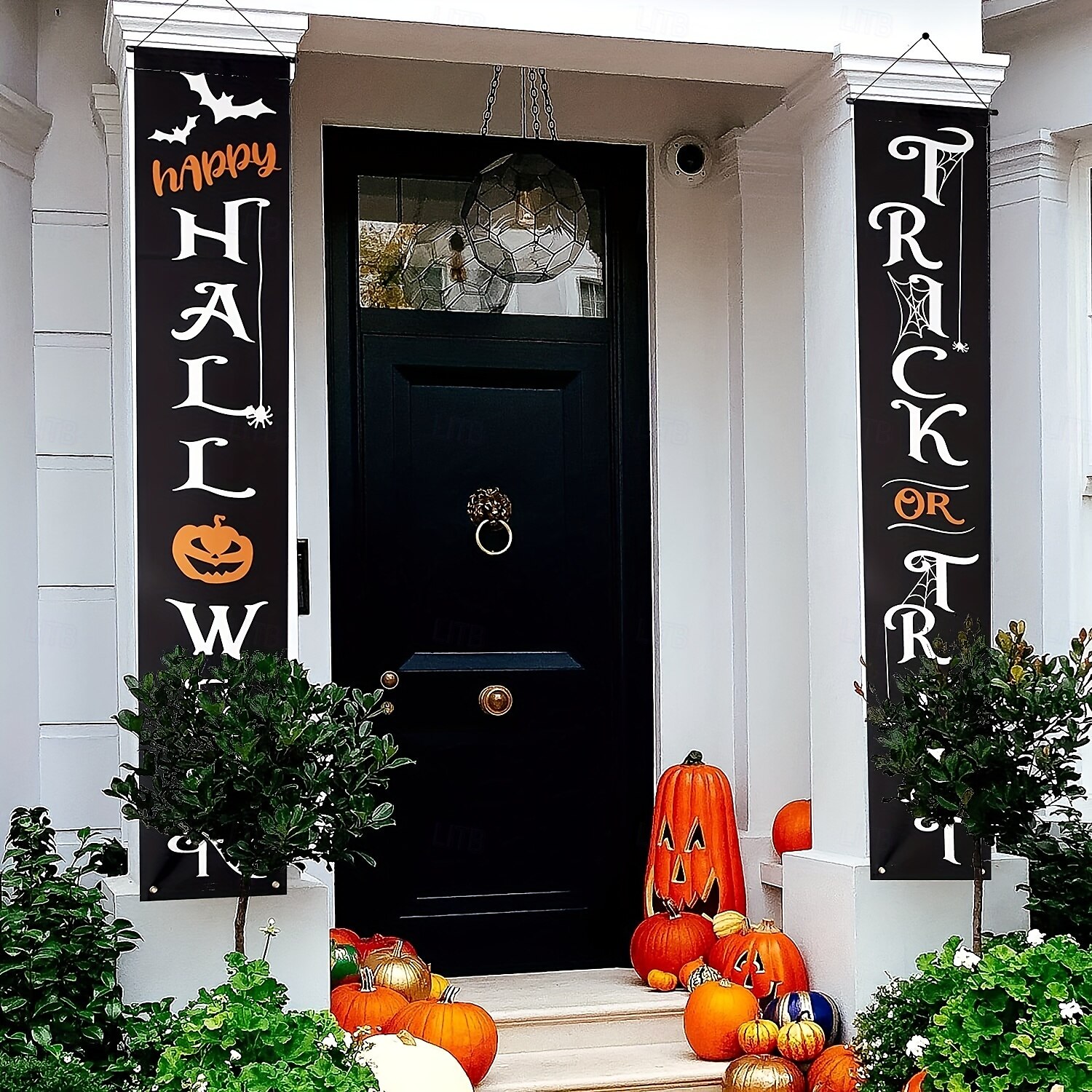 1 pár halloween dekoráció kültéri transzparens csokit vagy csalunk boldog halloween dekorációk függő transzparens bejárati ajtó veranda udvari tábla beltéri otthoni faldekoráció halloween parti 2025 - $90.99 –P6